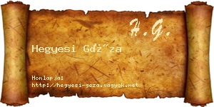 Hegyesi Géza névjegykártya